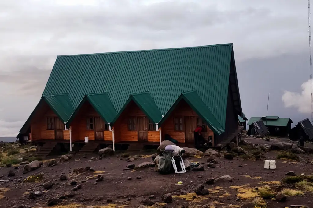 Mount Kilimanjaro 6 Days Marangu Route huts at Horombo Camp along the Marangu Route also known as the Coca-Cola Route during a Kilimanjaro trekking adventure.