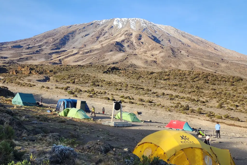 Mount Kilimanjaro 9 Days Northern Circuit Route climbers camping with scenic views along the longest and most scenic Kilimanjaro trekking route with high summit success rate.