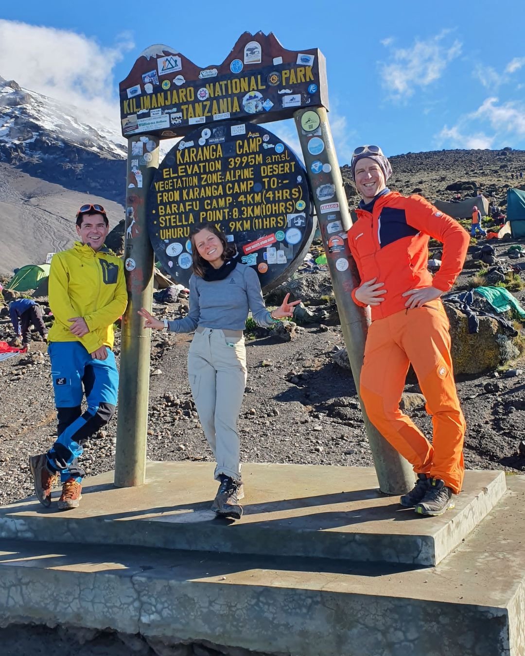 Climbers at Karanga camp on Mount Kilimanjaro