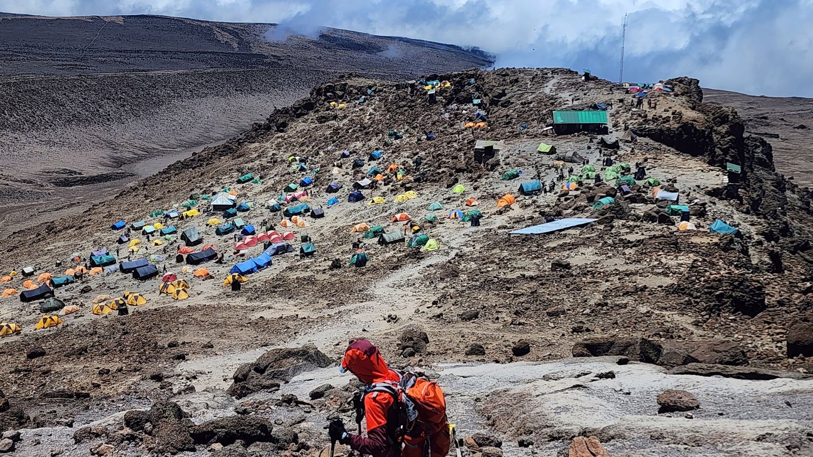 Barafu Camp on Mount Kilimanjaro where climbers prepare for the final summit push to Uhuru Peak