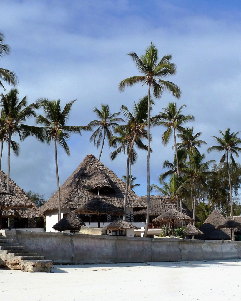Zanzibar beach resort with palm trees and ocean view Tanzania